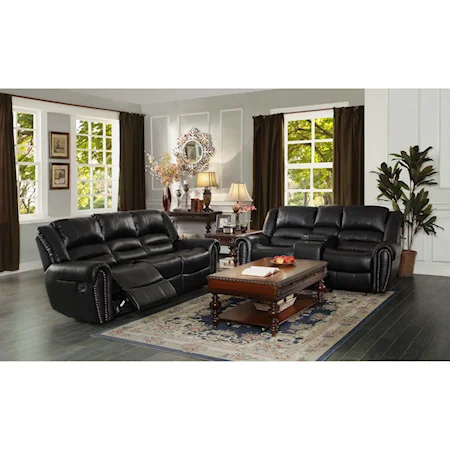 Traditional Reclining Living Room Group with Nailhead Trim